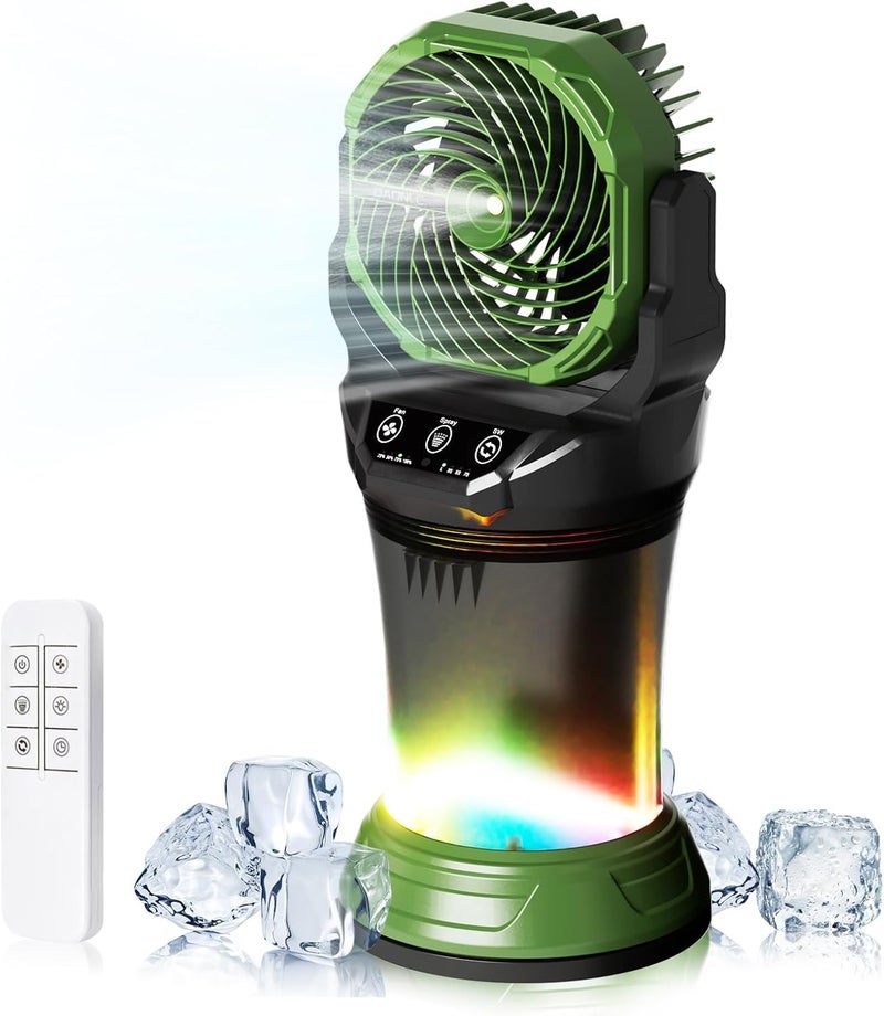 Daonlc Portable Misting Fan with Remote & 30000mAh Rechargeable Misting Fans for Outside Patios Camping Beach & Workshops Mist Fan Portable for Outdoor/Indoor 2L Built-in Water Tank RGB 4 Speeds & Spray - Image 1
